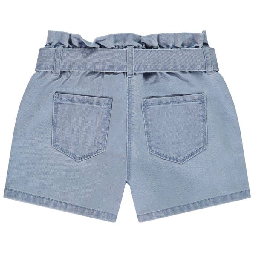 Short paperbag en jean avec ceinture à nouer pour fille 