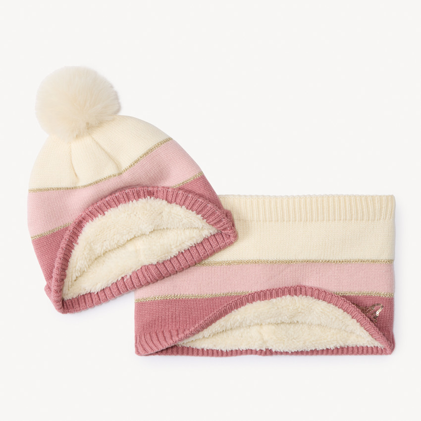 Set bonnet + snood Papillon effet color block pour fille 