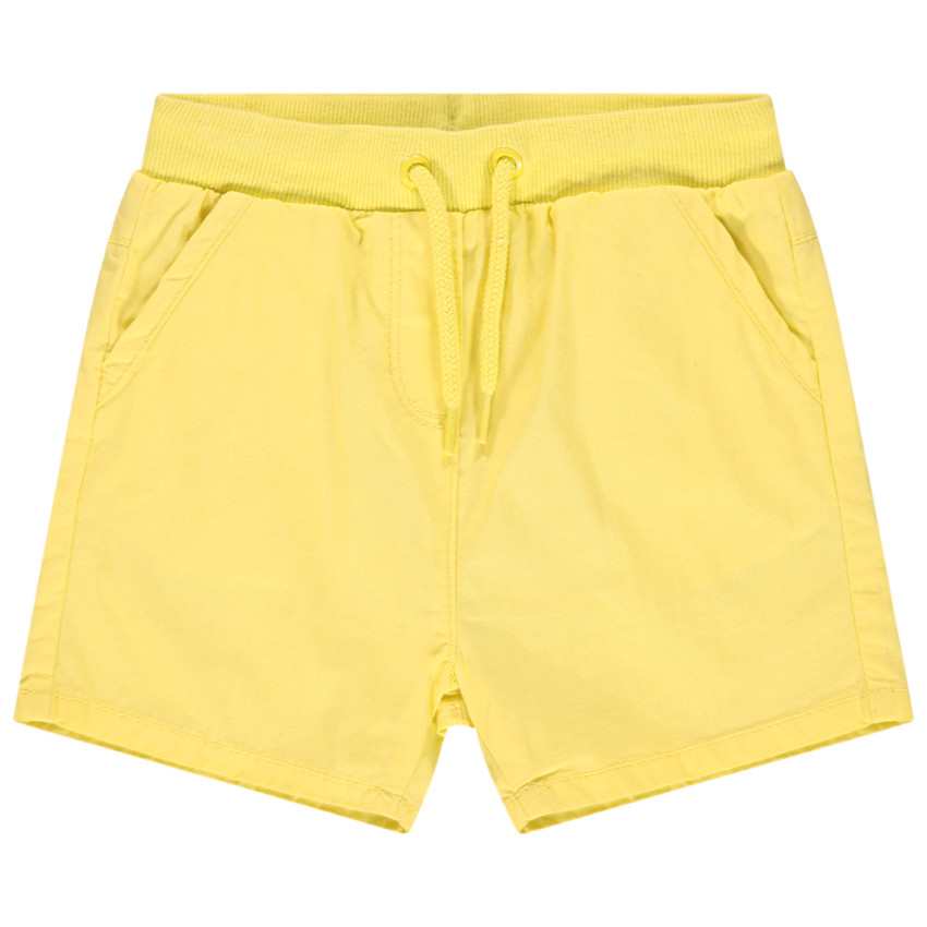 Short uni en toile à taille élastiquée   