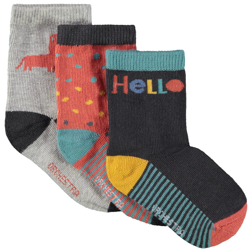 Lot de 3 paires de chaussettes fantaisies pour bébé garçon