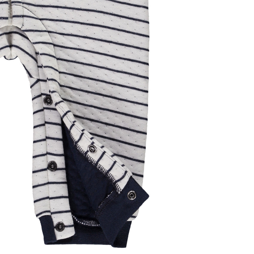 Combinaison longue en double jersey à rayures visuel ours pour bébé garçon 