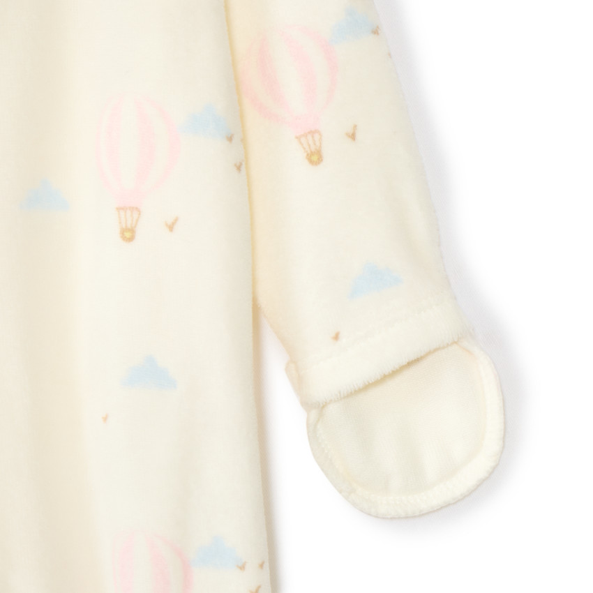 Dors-bien en velours imprimé montgolfières pour bébé fille prématurée 