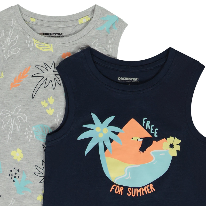 Lot de 5 débardeurs fantaisie motifs exotiques pour garçon 