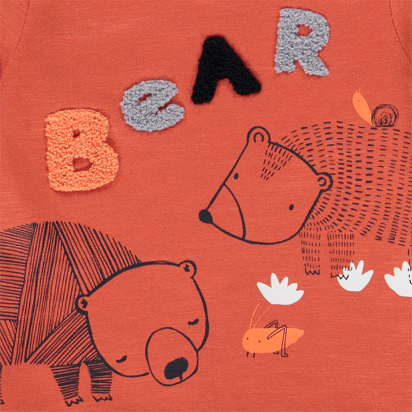 Sweat en molleton gratté avec patch bouclette et print ourson pour bébé garçon 