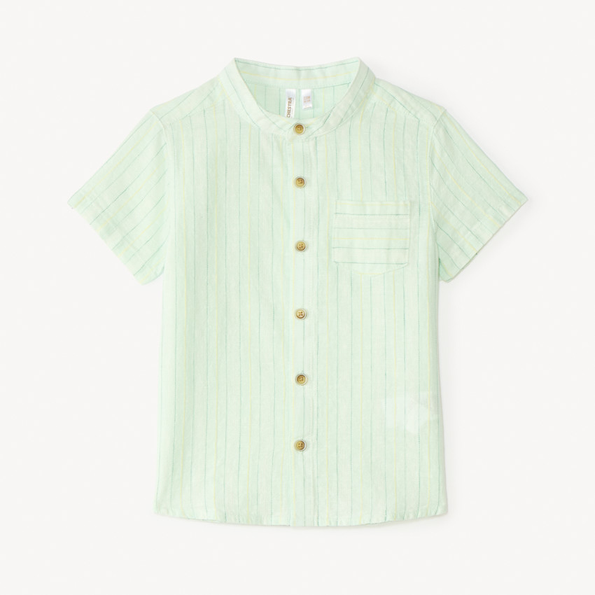 Chemise manches courtes à rayures et col mao pour bébé garçon