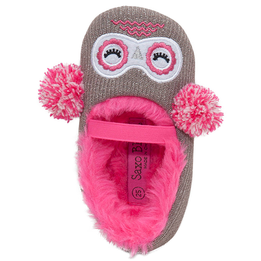 Chaussons bas en tricot brillant avec doublure en fausse fourrure rose Main Chaussons bas en tricot brillant avec doublure en fausse fourrure rose