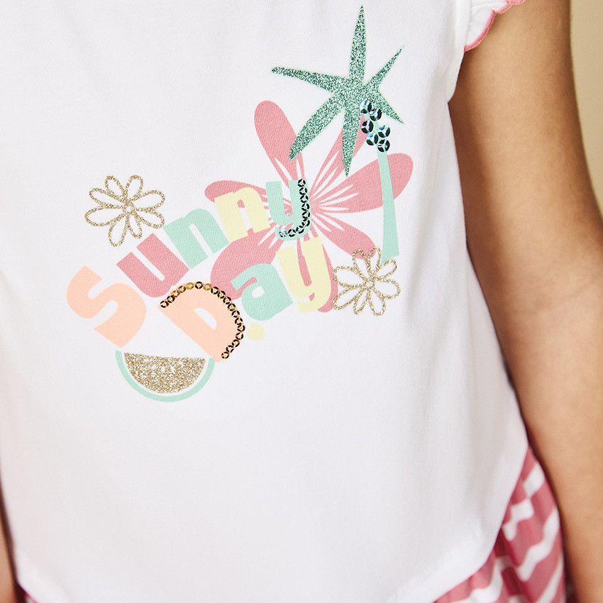 Robe effet 2 en 1 à print fantaisie et rayures pour fille 