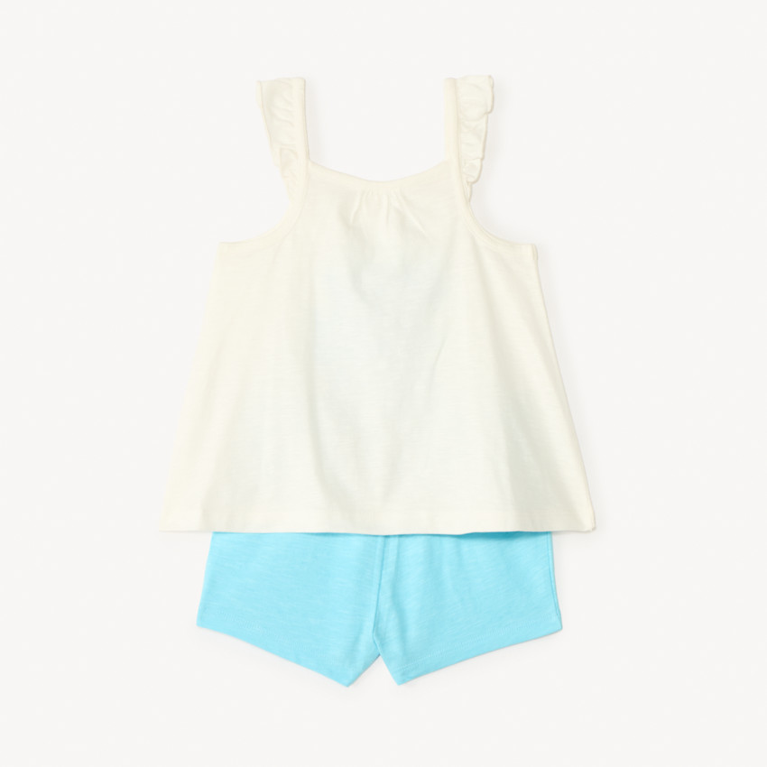 Ensemble court 2 pièces débardeur à volants + short pour bébé fille 