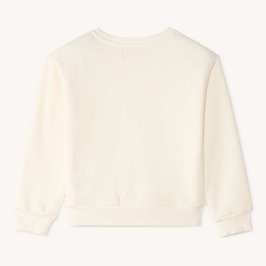 Sweat fille en molleton motif fleurs en perles 