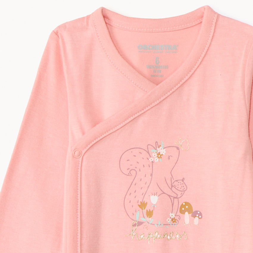 Lot de 7 bodies manches longues forêt pour bébé fille avec ouvertures différentes selon l'âge 