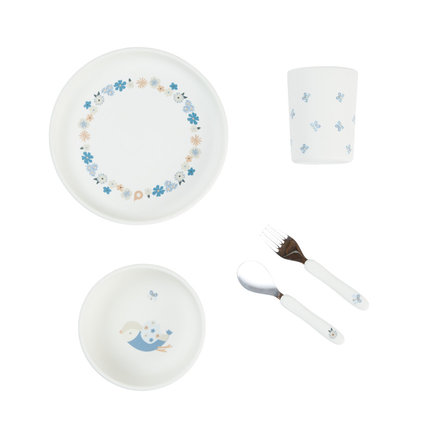 Coffret repas en silicone 5 pièces - Tiny Flowers 
