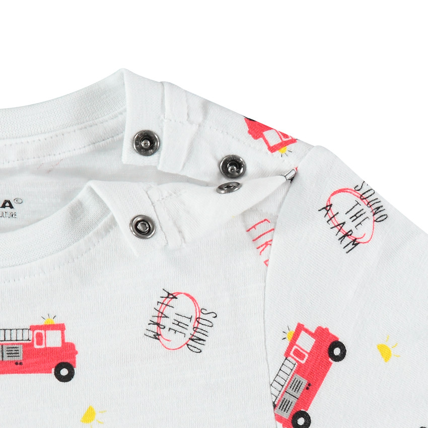T-shirt manches longues en coton bio à pompiers printés all-over 