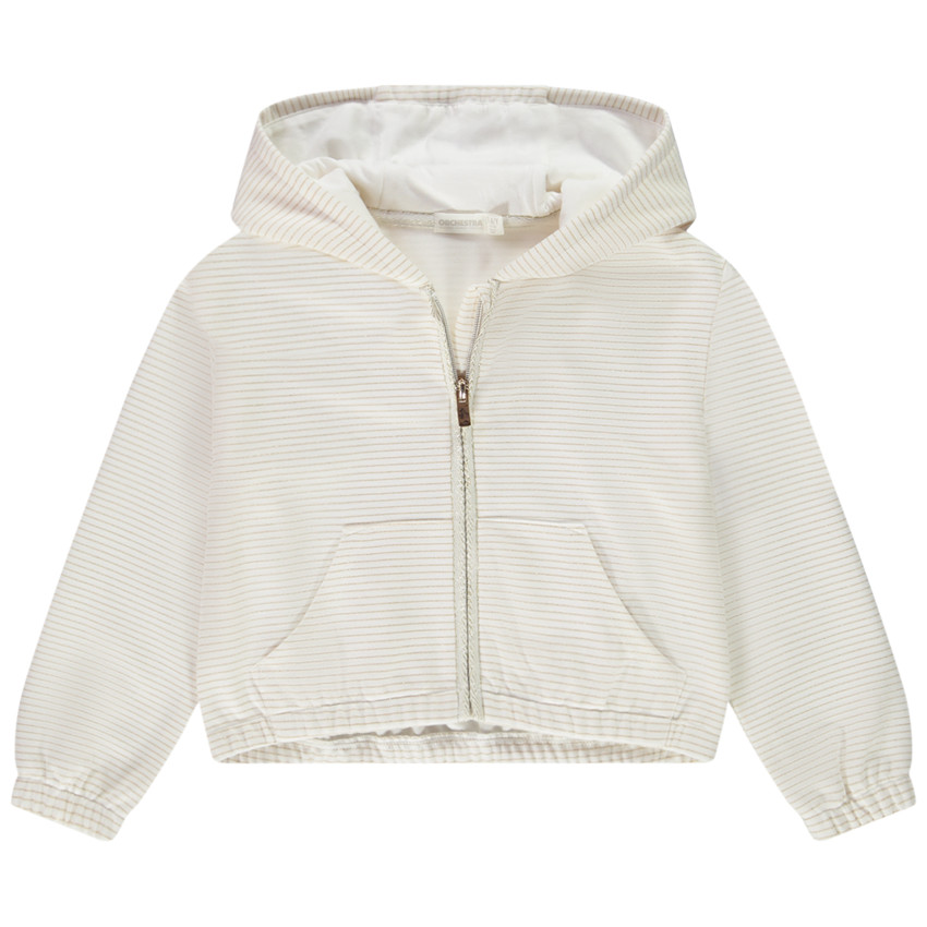 Gilet en molleton à capuche avec rayures en lurex pour fille 