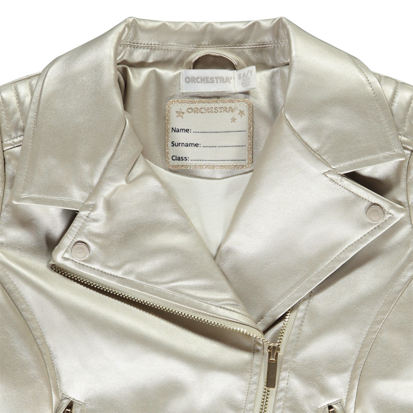 Perfecto esprit biker en simili cuir effet métallisé pour fille 