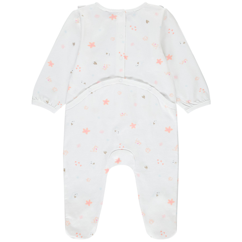 Dors-bien imprimé effet plastron volanté pour bébé fille 