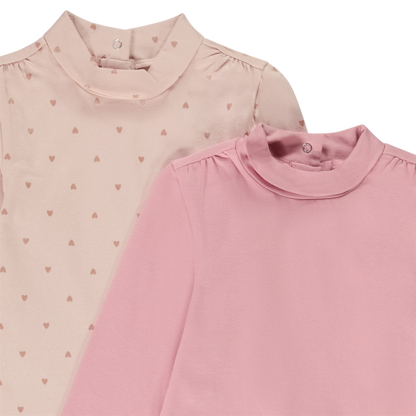 Lot de 2 sous-pulls fantaisie col cheminée pour bébé fille 