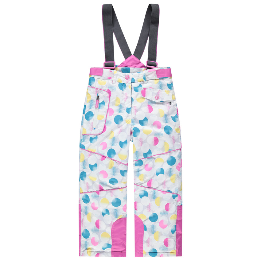 Pantalon de ski à pois colorés avec bretelles amovibles et poches