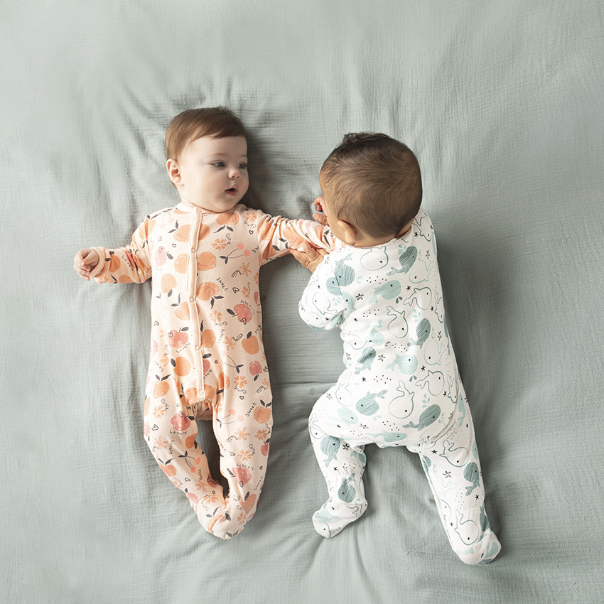 Lot de 2 dors-bien en jersey imprimé pêches pour bébé fille 