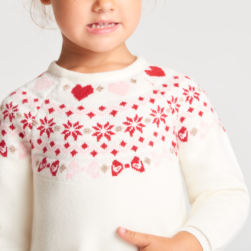 Robe bébé fille manches longues en tricot jacquard 