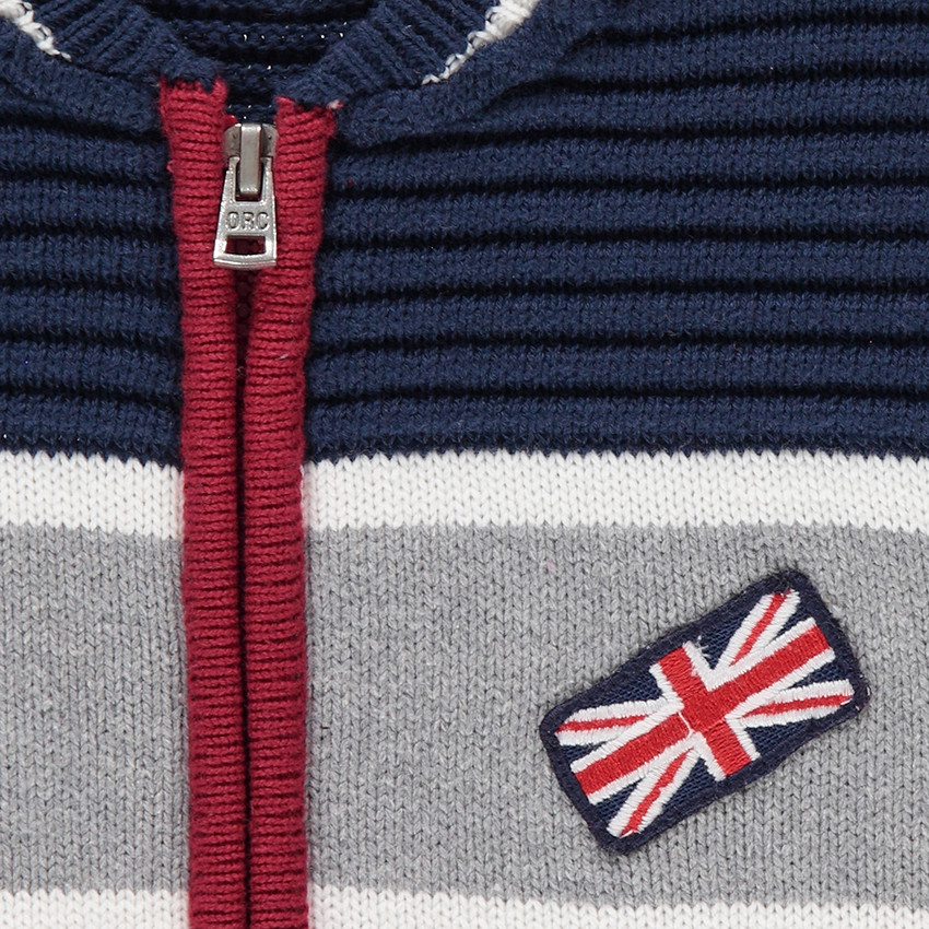 Gilet en tricot ottoman avec rayures contrastées et badge drapeau 