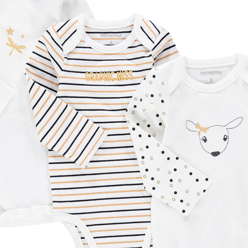 Lot de 7 bodies manches longues en jersey avec prints fantaisie 