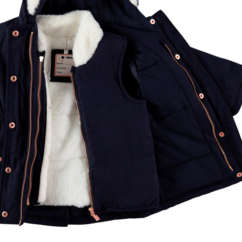 Parka 2 en 1 doublée sherpa à poches pour bébé fille 