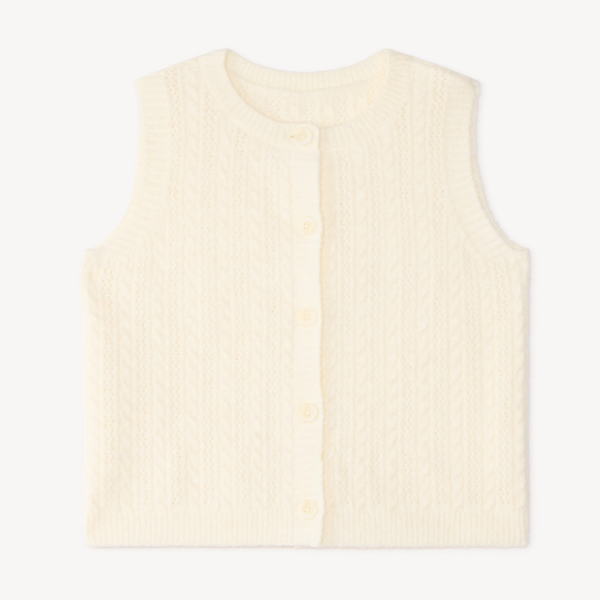 Gilet fille en tricot fantaisie sans manches 