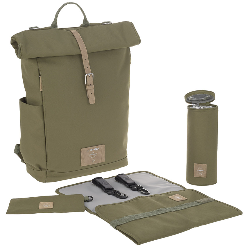 Sac à dos à langer Rolltop Green Label - Olive  