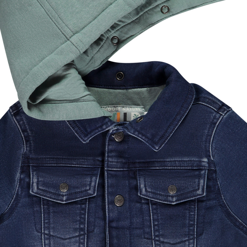 Veste en jean à capuche molleton amovible pour bébé garçon 