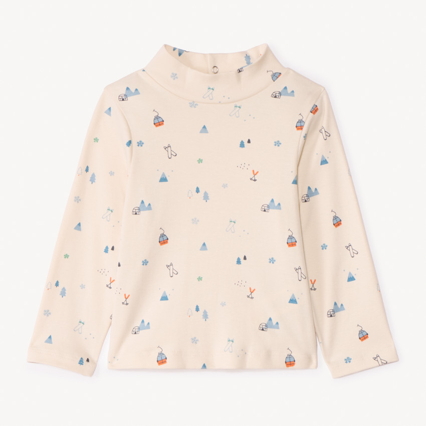 Sous-pull col montant imprimé ski pour bébé garçon 