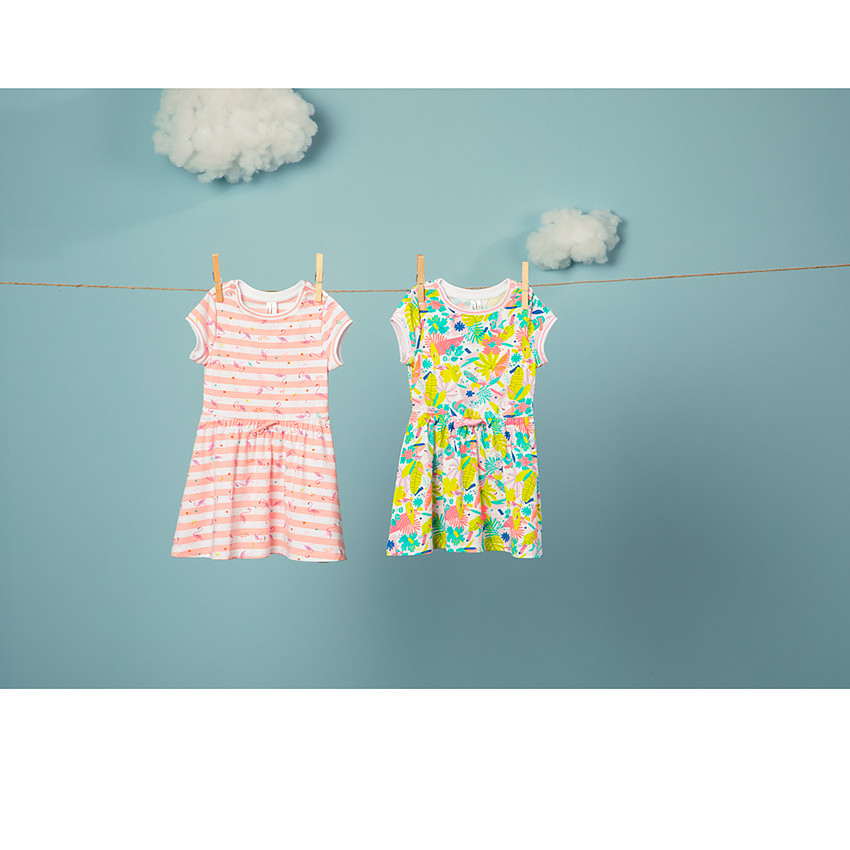 Robe manches courtes imprimé tropical pour bébé fille 