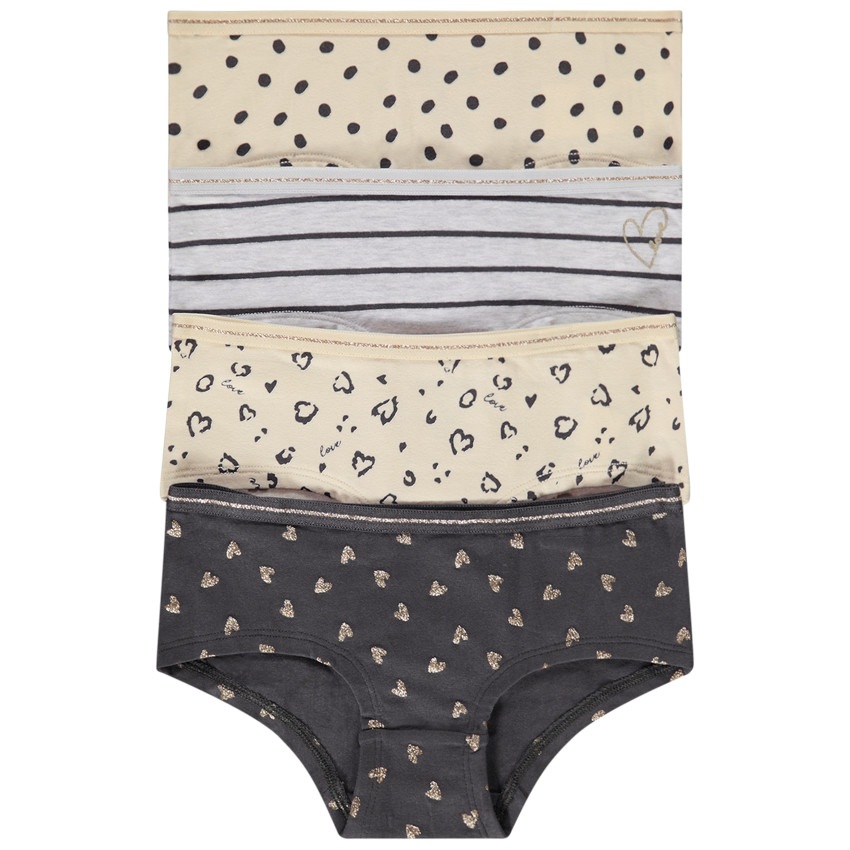 Lot de 4 shorties en jersey imprimé fantaisie pour fille