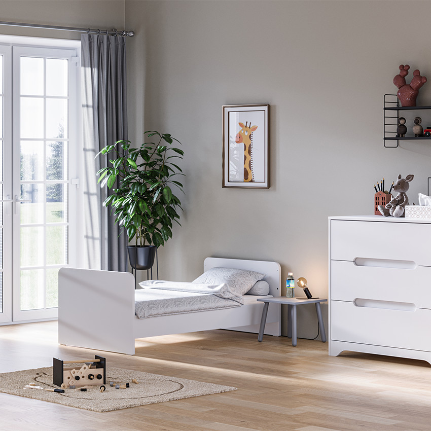 Lit bébé évolutif 70 x 140 cm Ova blanc 