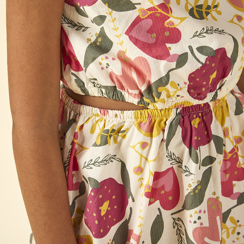 Robe sans manches imprimé floral à fentes latérales pour fille 