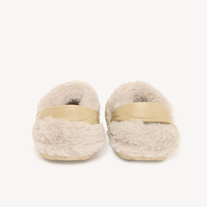 Chaussons garçon style sabot fourré et patch 
