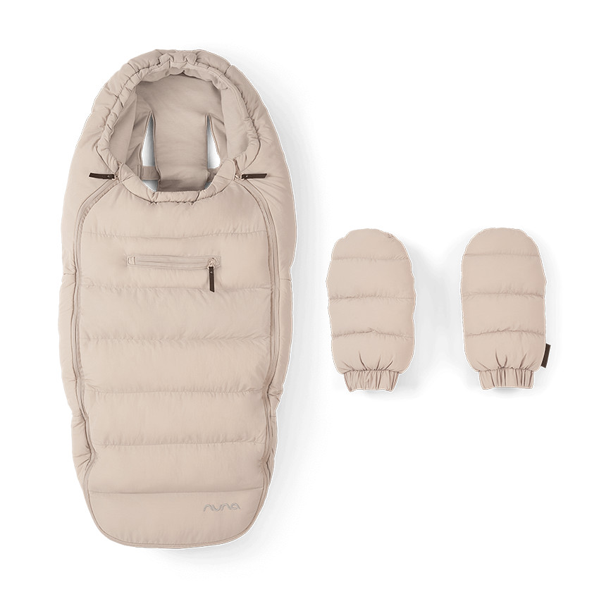 Kit hiver pour poussettes Nuna avec chancelière + moufles biscotti 