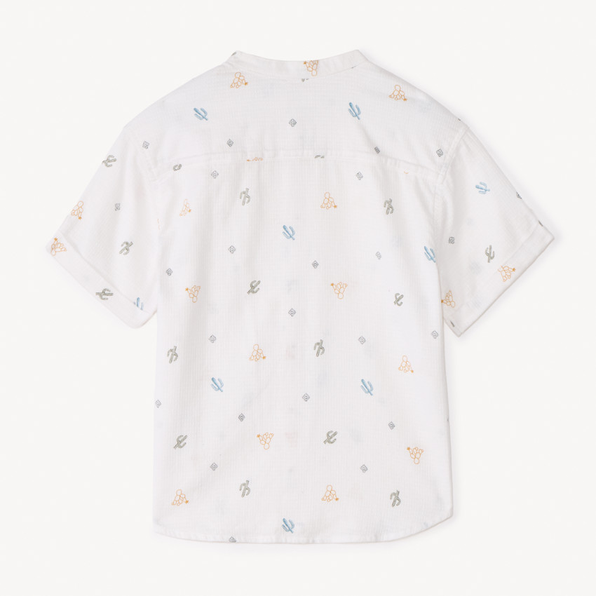 Chemise à manches courtes col mao print cactus pour garçon 
