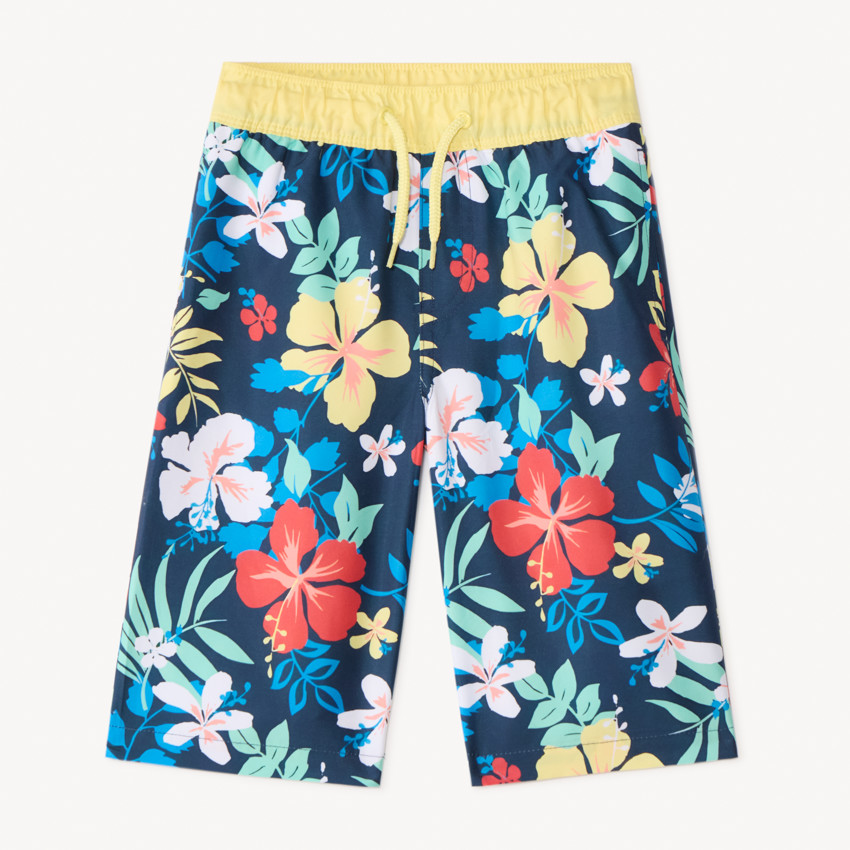 Short de bain long imprimé fleuri pour garçon