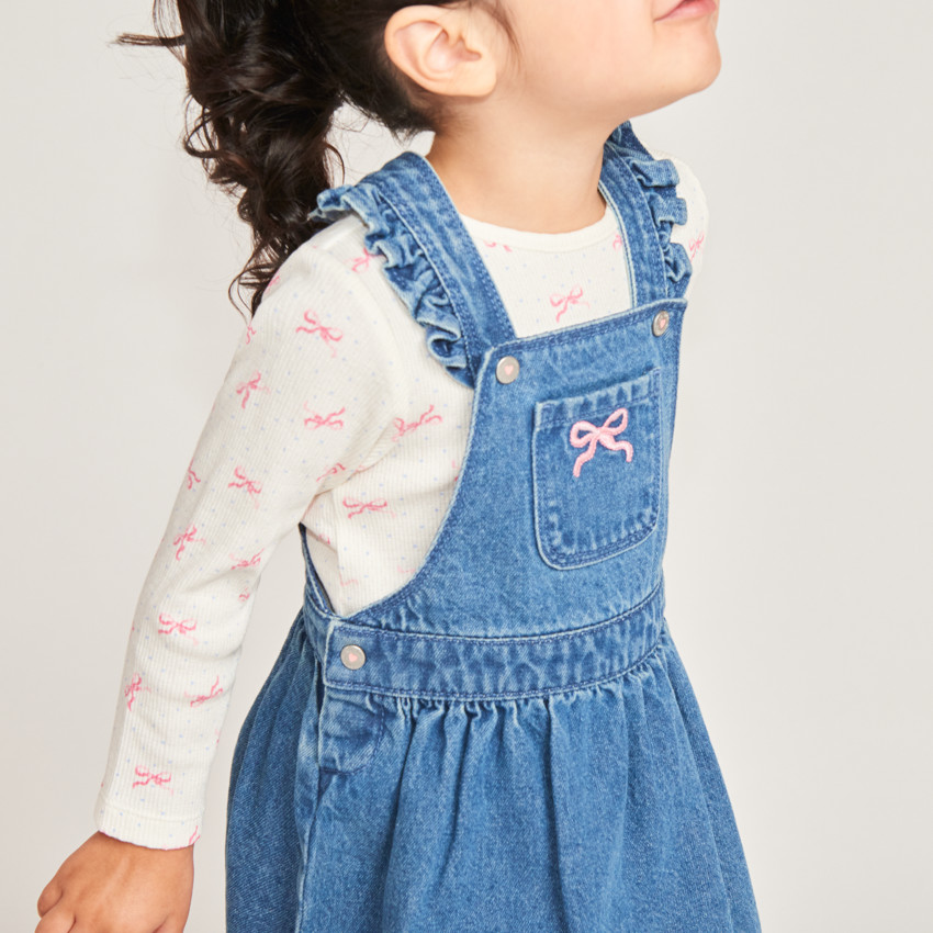 Robe salopette évasée en denim pour bébé fille 