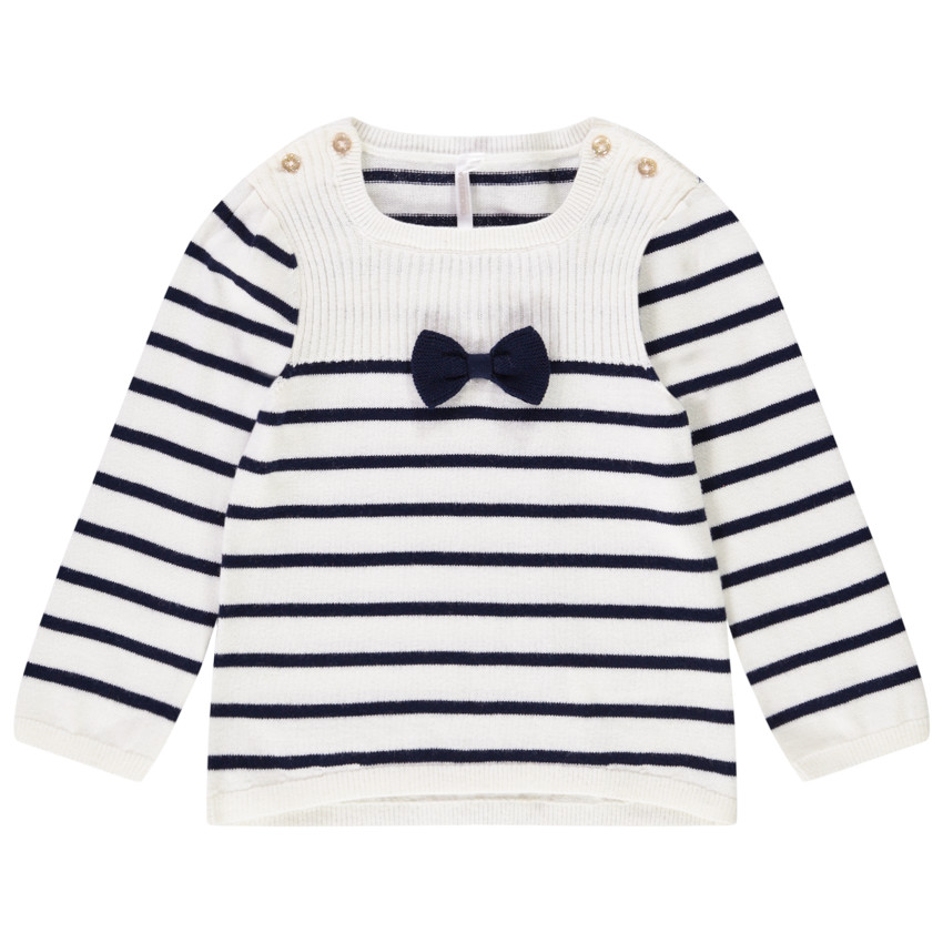 Pull marin boutonne avec n ud decoratif pour bebe fille Orchestra