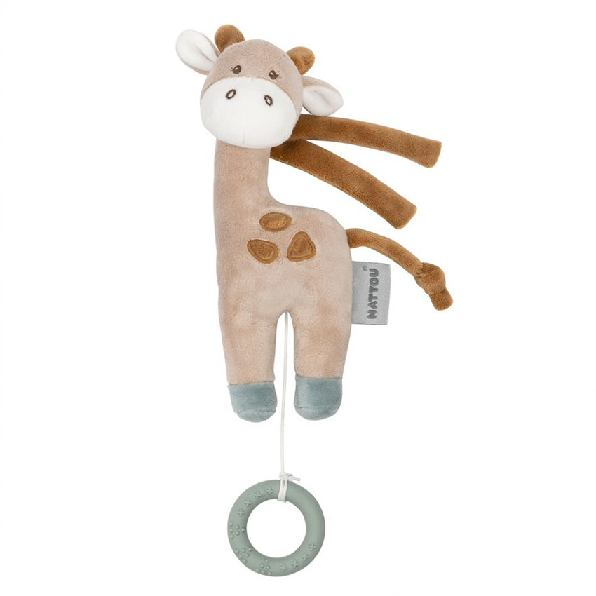Peluche musicale mini girafe Luna & Axel - Vert/Beige  