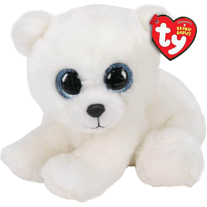 peluche beanie babies 15 cm - ari l&#39;ours polaire - blanc