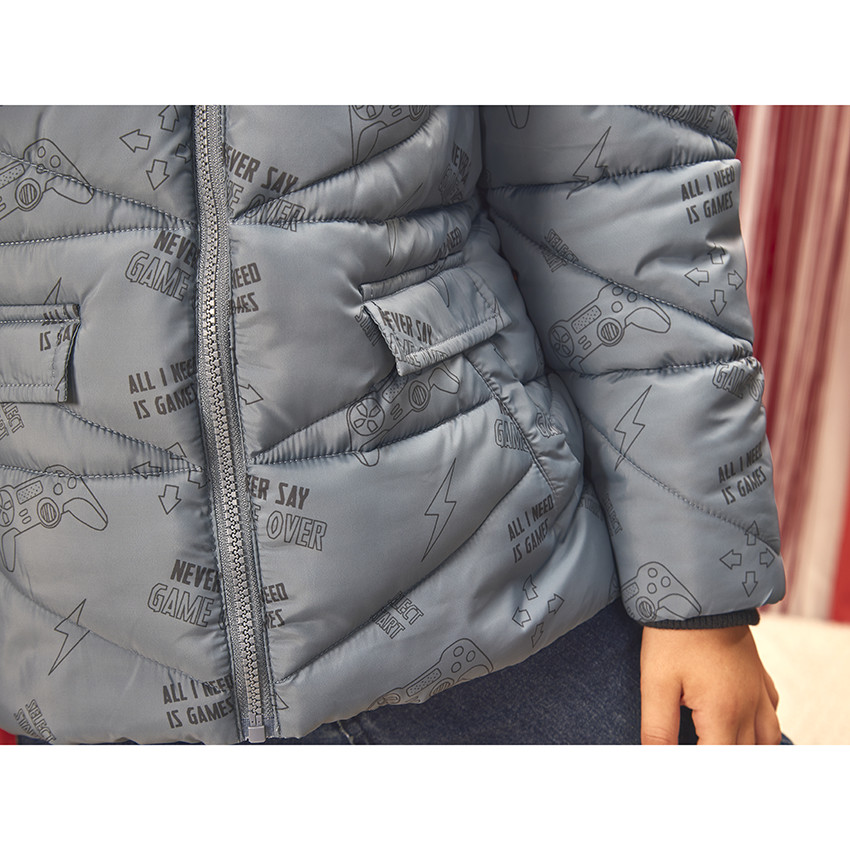 Doudoune micropolaire à capuche imprimé fantaisie pour garçon 