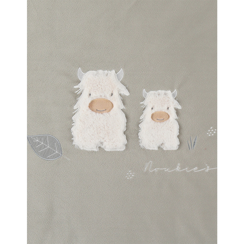 Couverture en veloudoux 100x140 cm Fluffy kaki/écru 