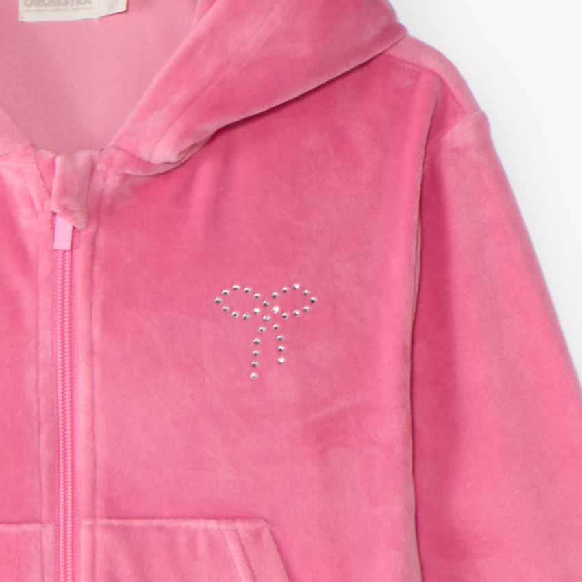 Ensemble en velours gilet à capuche + jogging fille 
