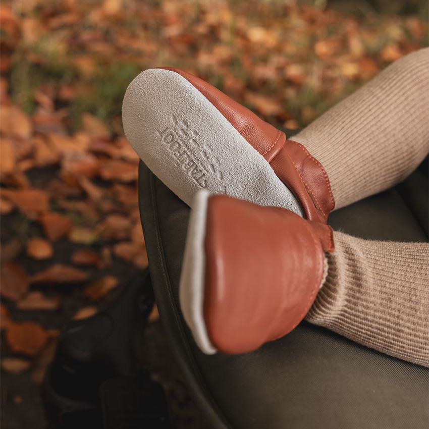 Chaussons souples 0-3M en cuir Babysoft cognac 