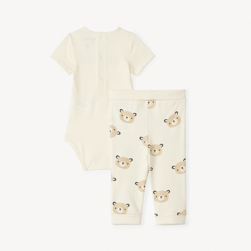 Set naissance body + caleçon + bavoir imprimé ourson pour bébé garçon 