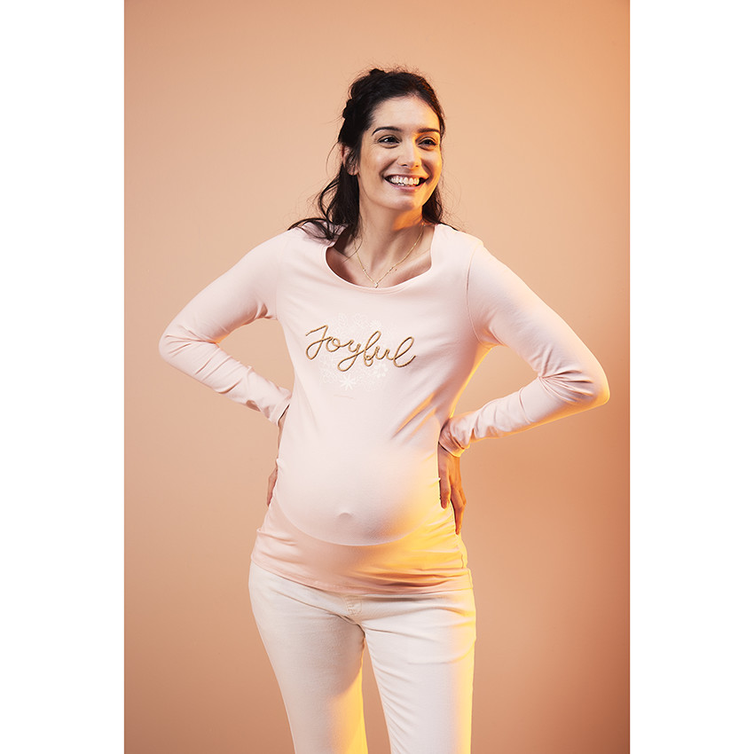 T-shirt de grossesse manches longues en jersey avec cording 