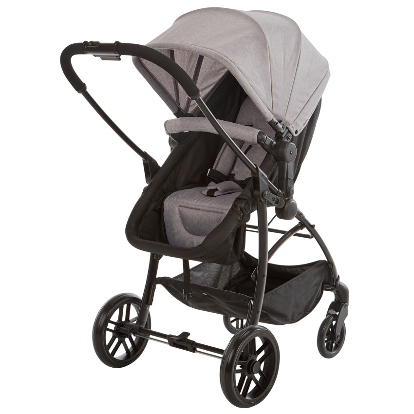 Poussette trio combinée avec siège-auto et couffin gris chiné/noir - Gris (Babycare) - Image 1