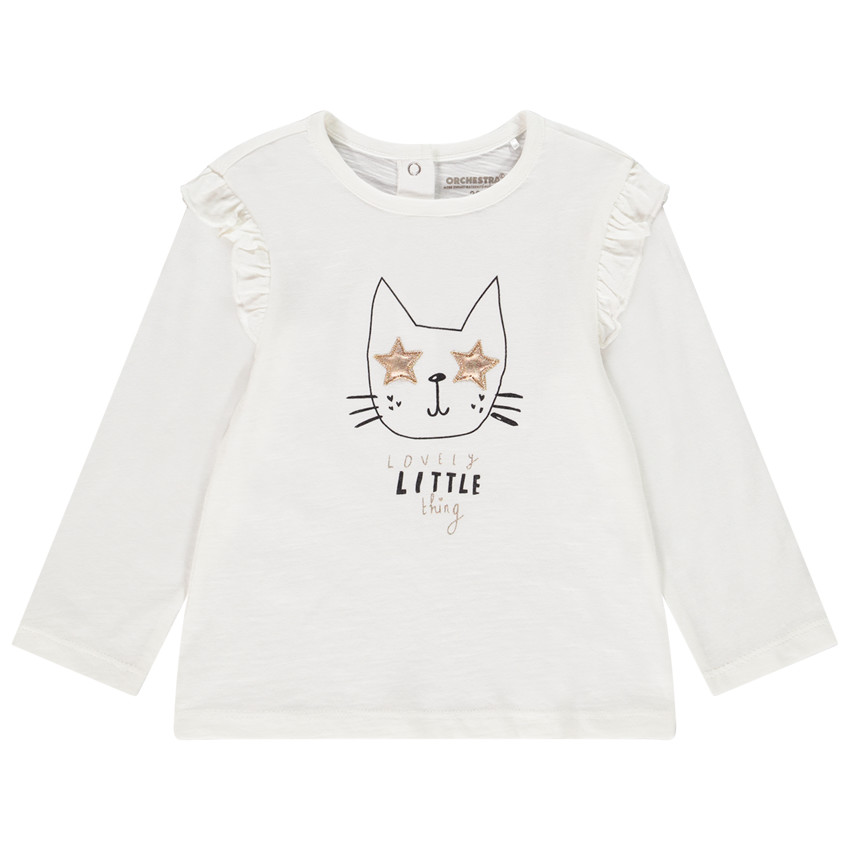 T-shirt manches longues print cygne pour bébé fille 